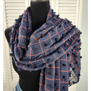 Ticlkled Pink Navy Blue & Red Scarf Textured 72x35 NWT